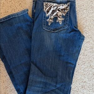 Miss Me Blue Boot Cut Jeans with Embellished Pocket